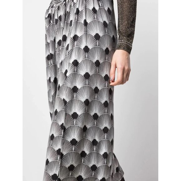 NWT Paco Rabanne Black and White Printed Midi Skirt 38 - Picture 2 of 12